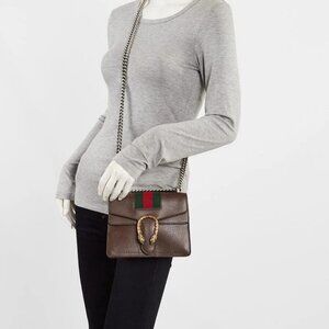 Gucci Brown Leather Mini Dionysus Shoulder Bag